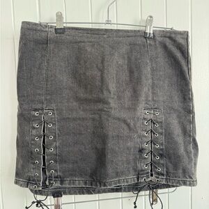 Urban Outfitters Charcoal Lace-Up Mini Skirt